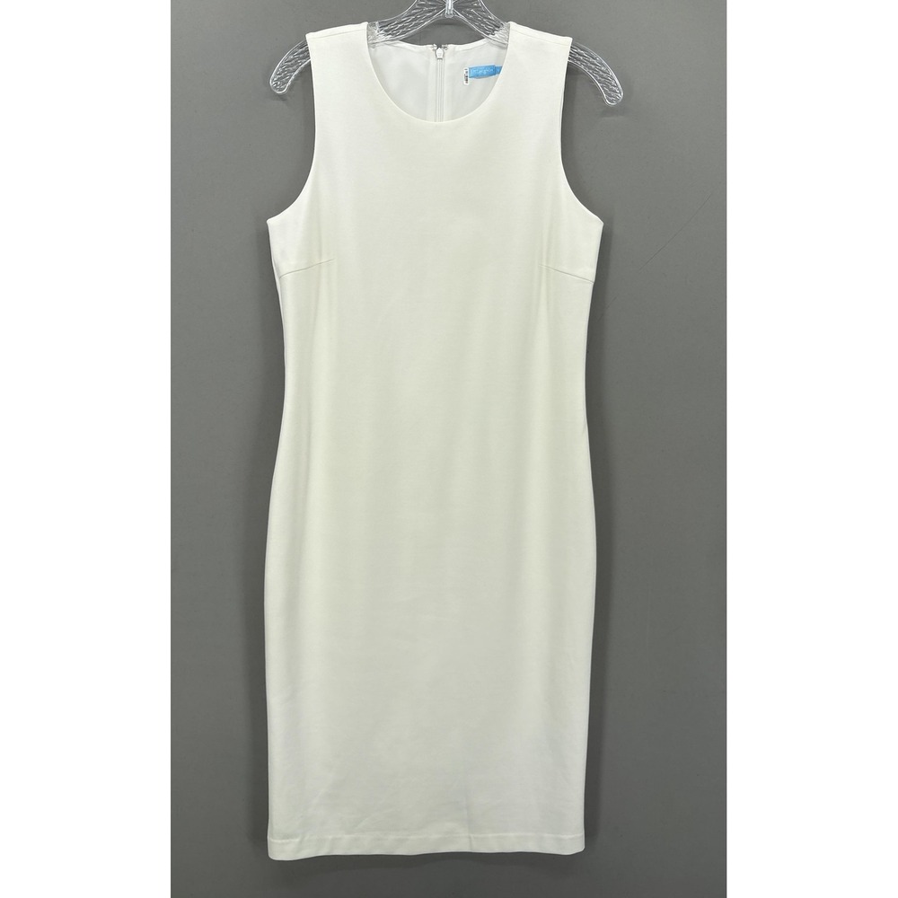 J McLaughlin Dress Womens 6 White Sleeveless Sheath Midi Stretch Lined Murphy - Picture 1 of 11